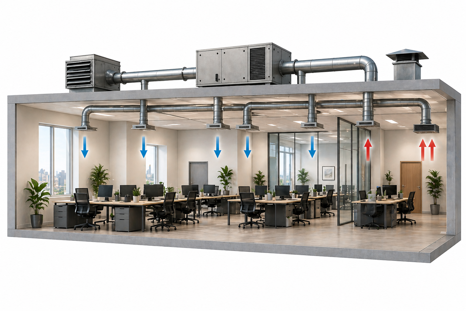 Ventilation system in operation